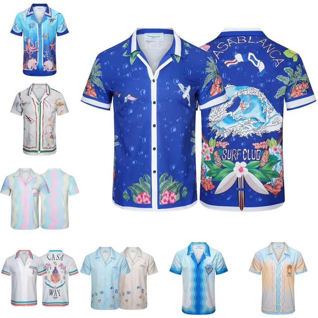 Novo verão CASA popular Casablanca digital spray impresso camisa casual floral masculina