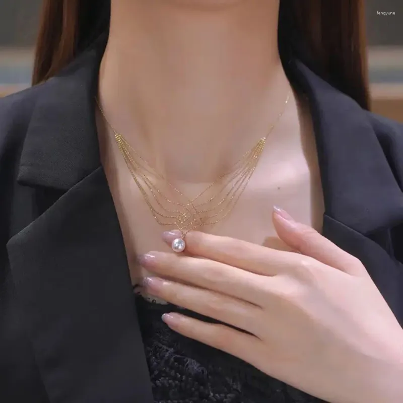 Pendentif Colliers Vintage Élégant Cadeau De Fête Chaîne De Perles Pour Les Filles Perle Coréen Cou Bijoux Femme Clavicule Ras Du Cou
