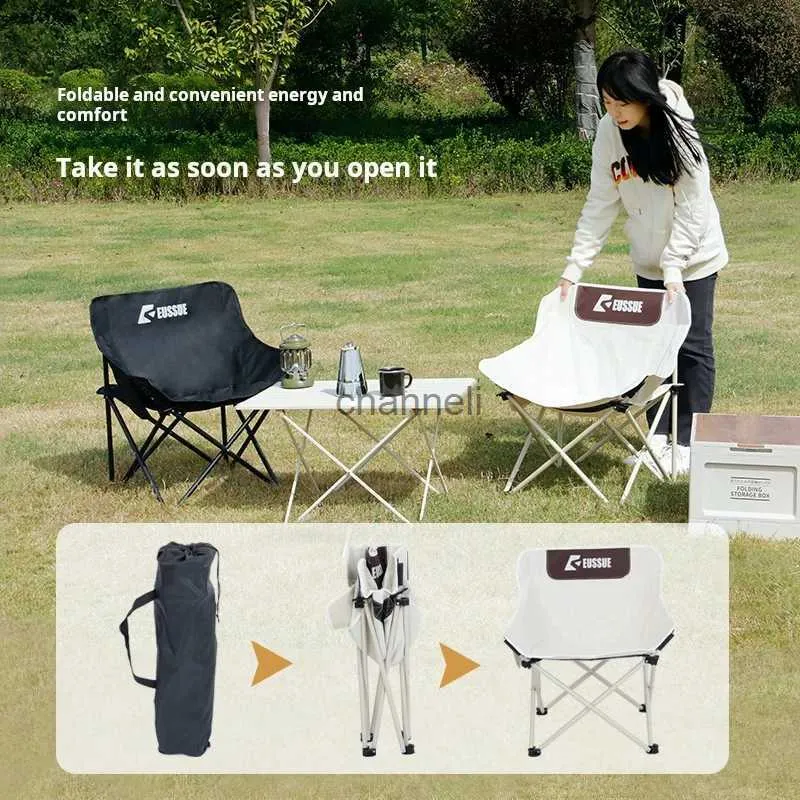 Camp Furniture Qualitior Customized Outdoor Camping Outdoor Folding Chair High Back Moon Chair Kids Model YQ240315