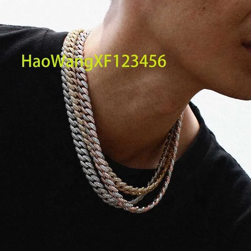 Hip Hop Fashion Chunky Biżuteria Luksusowa Łańcuch Tania cena pełna różowego cyrkonu 10 mm moissanite kubańska łańcuch linków dla mężczyzn