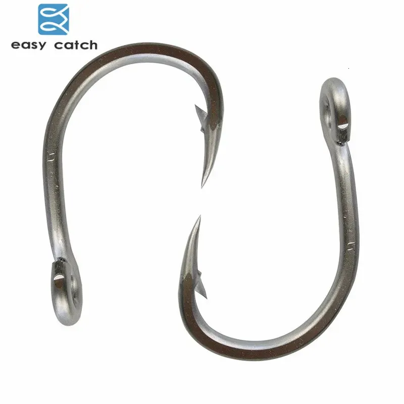 Easy Catch 100pcs 10884 Stainless Steel White Strong Big Game Fish Tuna Bait Fishing Hooks Size 30 40 50 60 70 80 90 100 240313