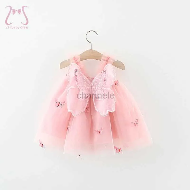 Abiti da ragazza Estate dolce ragazza senza maniche principessa compleanno abito da sera bellissime farfalle vestiti per bambini 240315