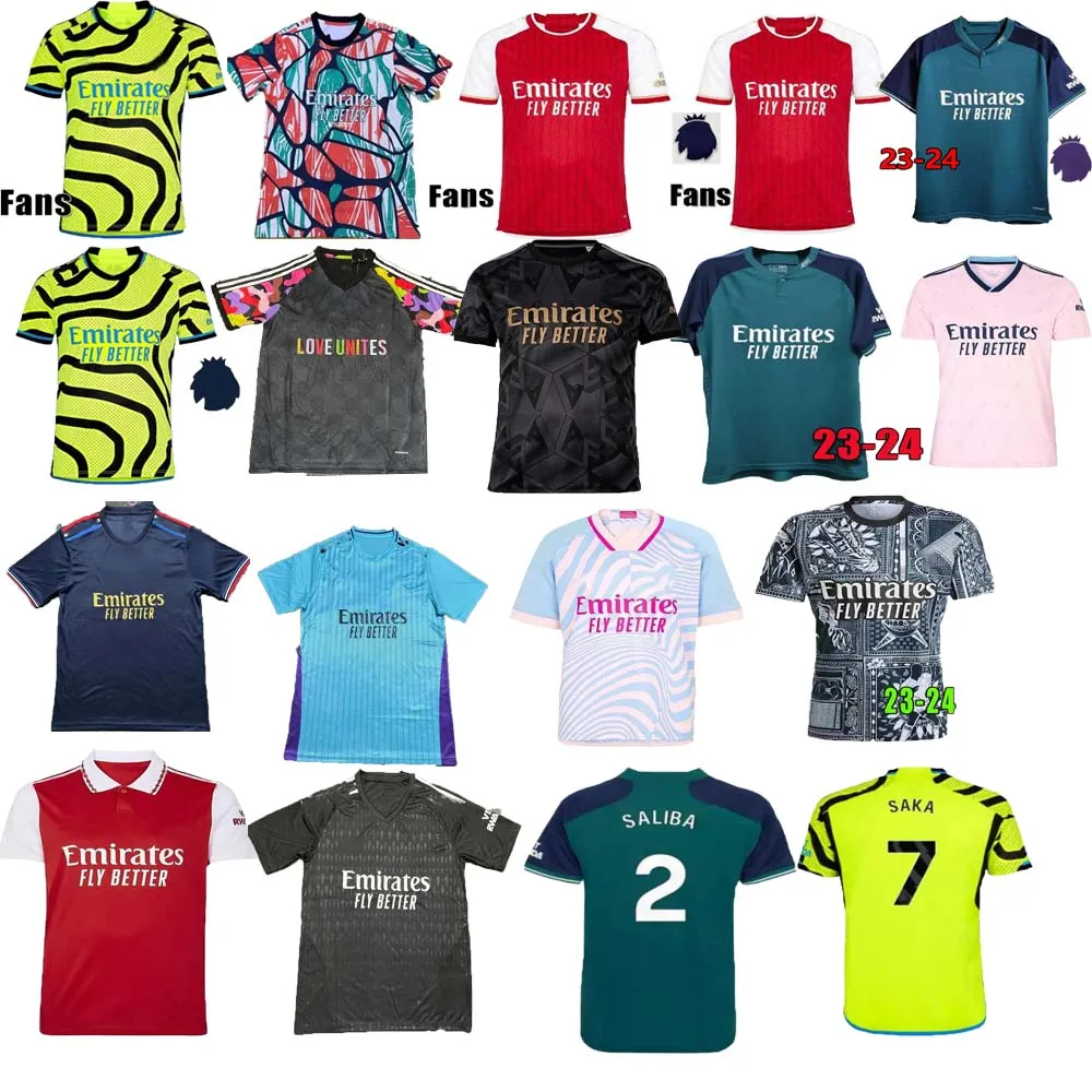 23 24 SAKA soccer jerseys SMITH ROWE G.JESUS SALIBA Fans version ODEGAARD MARTINELLI 23 24 NKETIAH football kits shirt Men sets uniforms