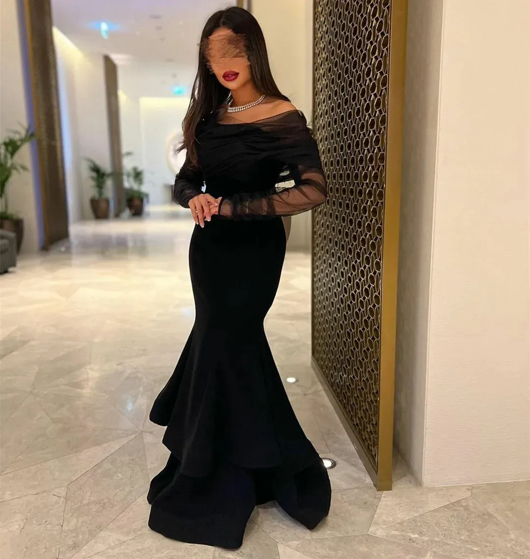 chinese dress ladies Berylove Women Black and White Formal Dress Off The Shoulder Mermaid Maxi Gala Dress, Black and White / Custom