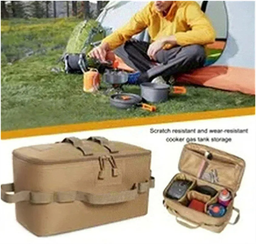 Outdoor Camping Gas Tank Lagerung Tasche Große Kapazität Boden Nagel Werkzeug Tasche Gas Kanister Picknick Kochgeschirr Utensilien Kit Organizer a48