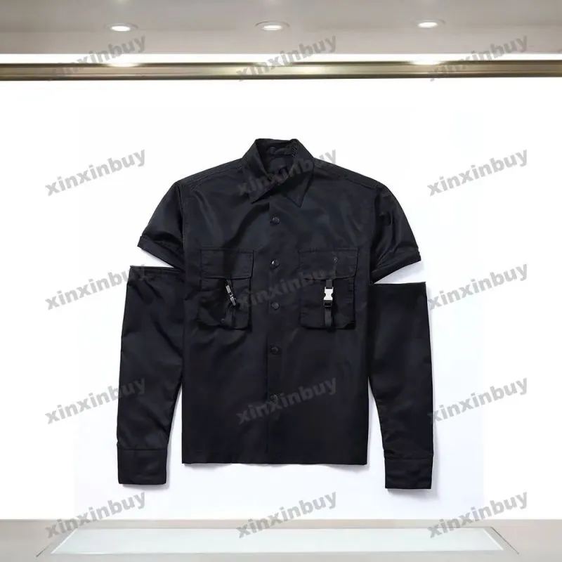 Xinxinbuy Men Designer Coat Coat 2024 Milan Nylon Pocket Long Sleeve Women Black Green White Gray XS-XL