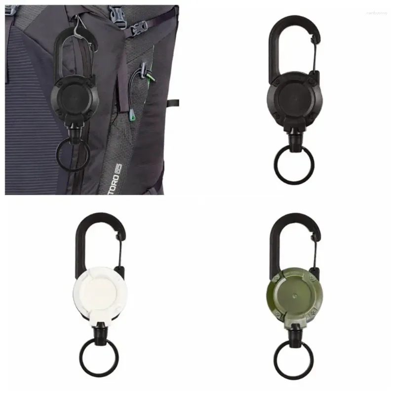 Anahtarlık çelik tel dağcılık tokası düz renkli kamp araçları ip anahtar zinciri plastik anahtar zinciri geri çekilebilir halka