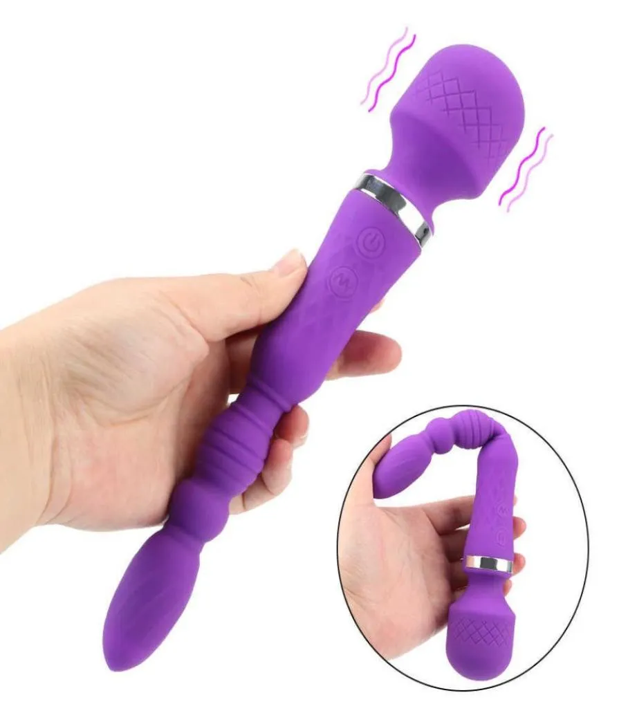 Massage Items Magic Wand 2 In 1 Anal Plug Female Masturbator Lesbian 10 Modes Vibrator Erotic Machine Sexy Toys for Women Adults P1661611