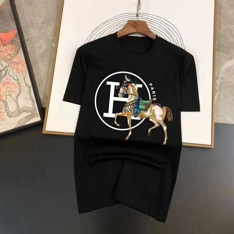 T-shirt da uomo casual classica di moda firmata da uomo con lettere stampate e motivi animali, abbigliamento estivo hip-hop street