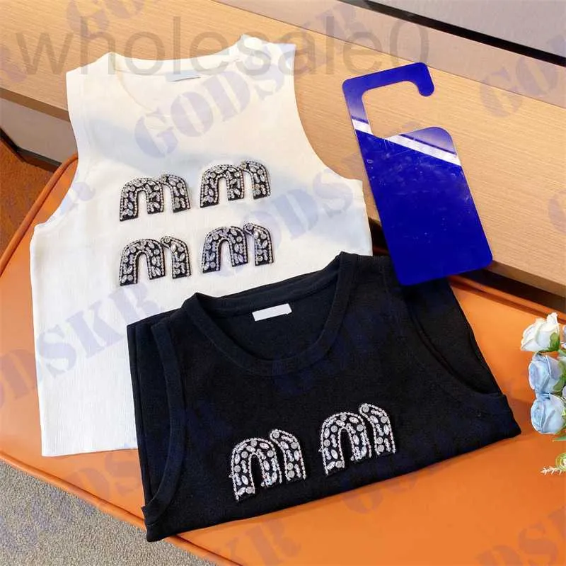 Damen Plus Size T-Shirt Designer Letter Diamond Tank Top Mode Damen T-Shirt Sommer Damen Strickwesten Tops Zwei Farben JQCR