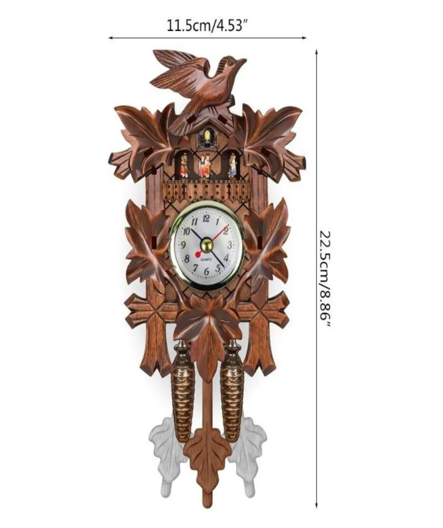 Timers Antique Wood Cuckoo Wall Clock Bird Time Bell Swing Alarm Watch Home Decoration5096784