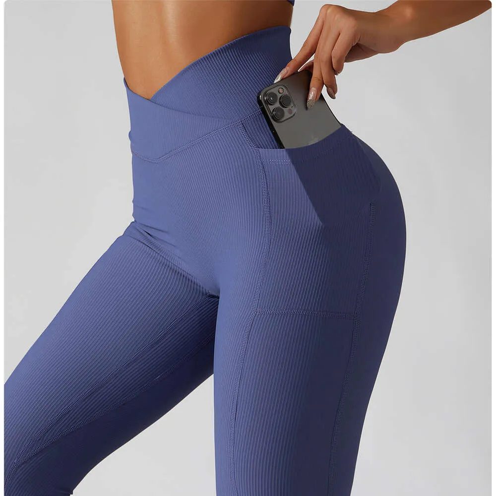 Lu Pant Align Lemon Leggings Fiess mirues sans couture crossover femmes poches pantalons de yoga hauts gymnase de gym de gymnase 2024