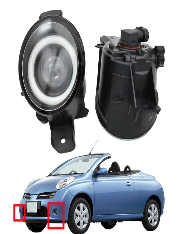 Feu antibrouillard pour Nissan March Micra CC K12, phare Convertible, paire de haute qualité, style œil d'ange, lentille LED, Lamp4497339