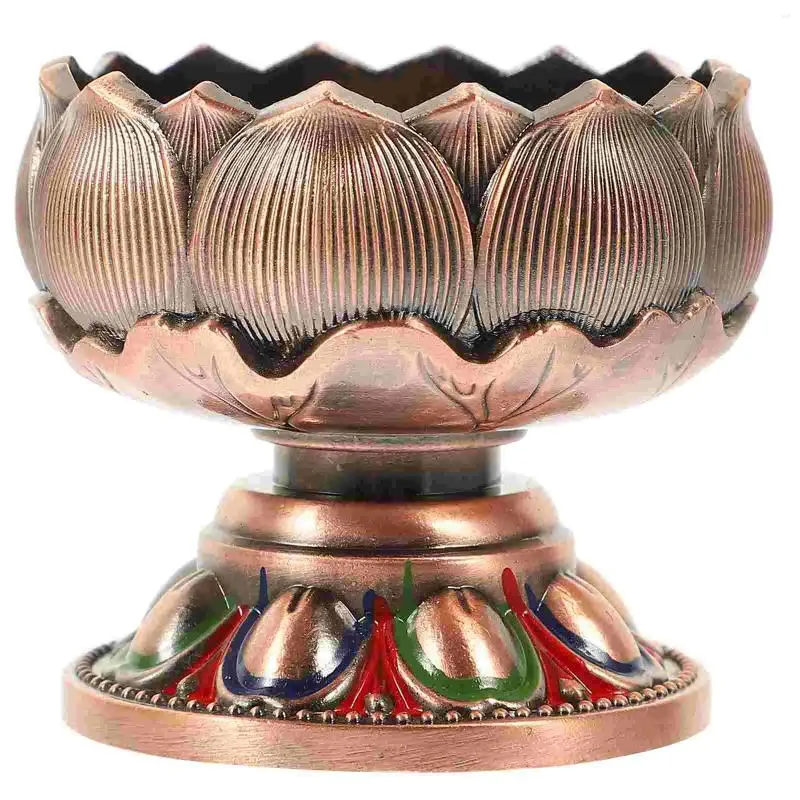 Candle Holders Metal Ghee Lamp Holder Desktop Ornament Base Decorative Candleholder Zinc Alloy Religious Stand