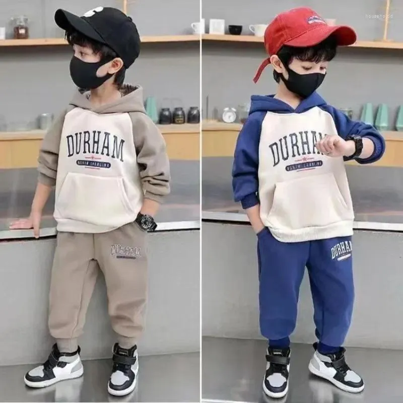 Clothing Sets 2pcs Winter Boys Thicken Fleece Jacket Pant Teenager Children Tracksuit Kids Clothes Boy Outfit 3-11year