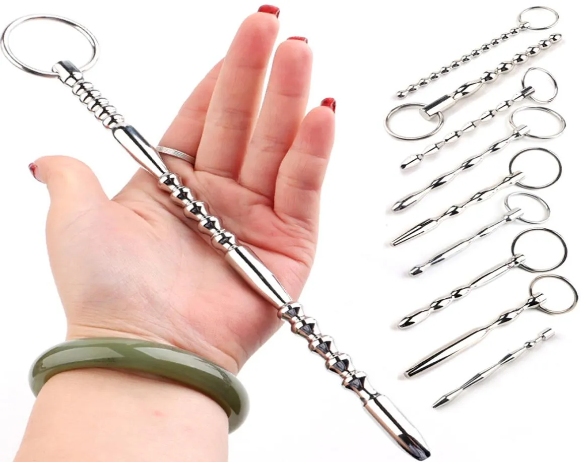 Metalen Lange Penis Plug Urethrale Dilators Katheters Klinkende Paard Oog Wand Stimulator sexy Speelgoed voor Mannen Buis Volwassen Games9825373