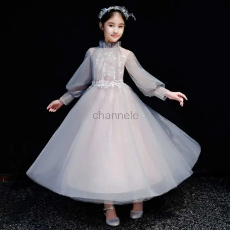 Mädchenkleider Kinderkleid, Prinzessinnenkleid, Little Host-Kleid, Klavierkonzertkleid für Mädchen mit Blumen, Hochzeitskleid für Mädchen beim Geburtstagsspaziergang, S 240315