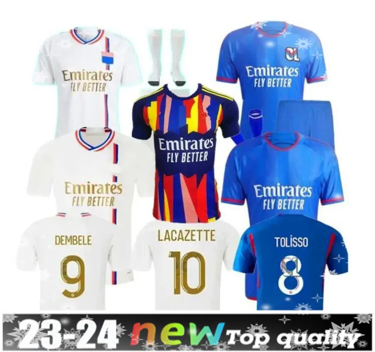 2023 2024 Maillot de Foot Futbol Formaları Lyonnais Caqueret Tolisso Jeffinho ol aouar tagliafico hayranları oyuncu futbol gömlekleri 23 24 traore sarr adam lyon çocuk kit6