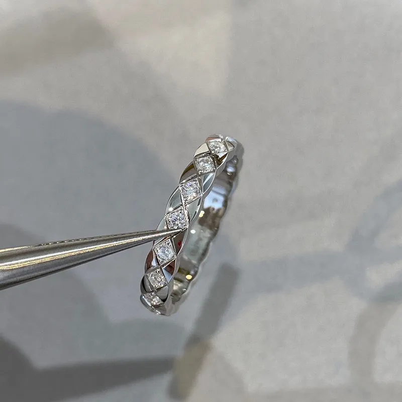 Anel de prata esterlina 925 da marca dupe de alta qualidade para mulheres com diamantes mini largura