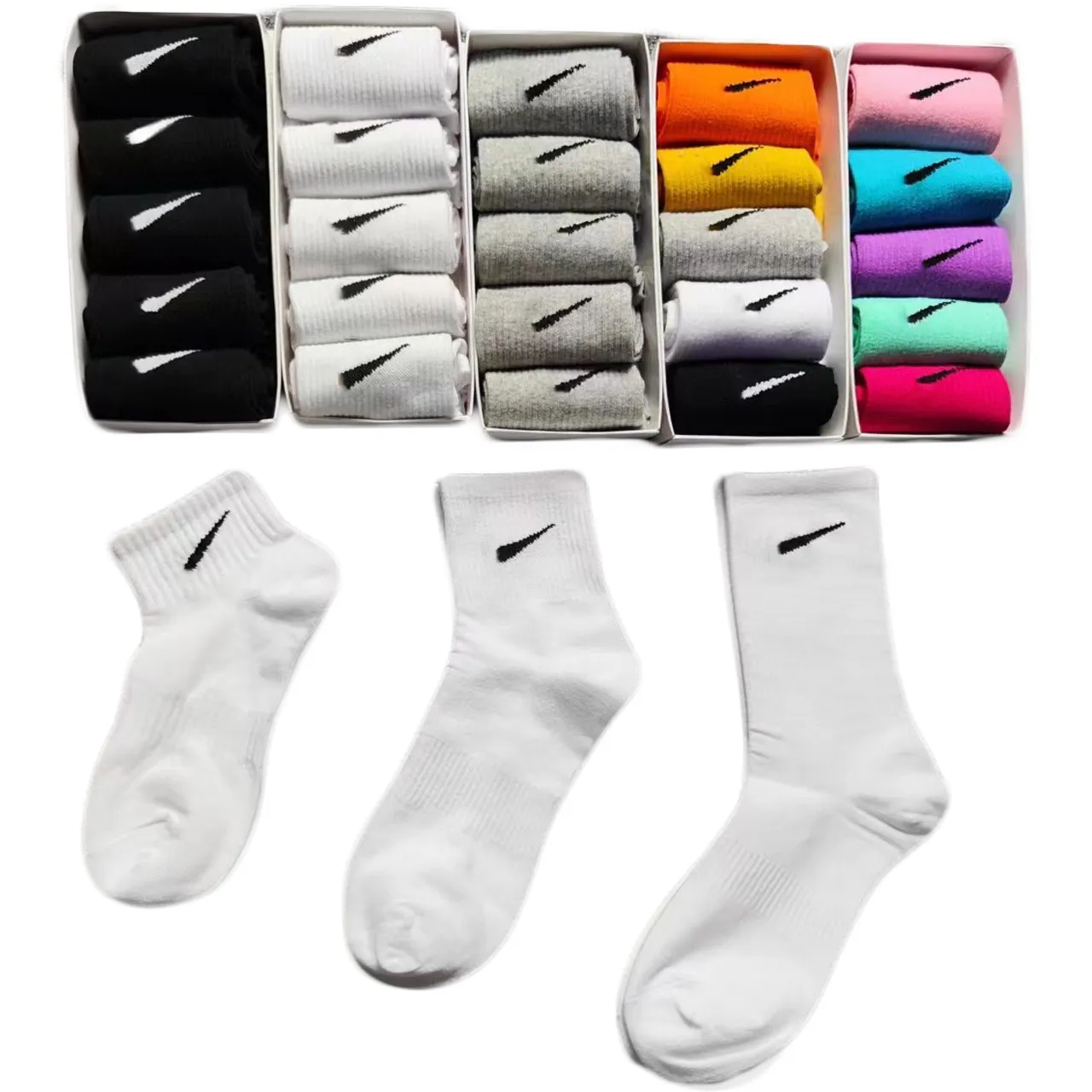 5 par/designer Stylish Sports Letter n tryckta strumpor Pure Cotton Man Woman Cotton Athletic Basketball Socks Box Packaging