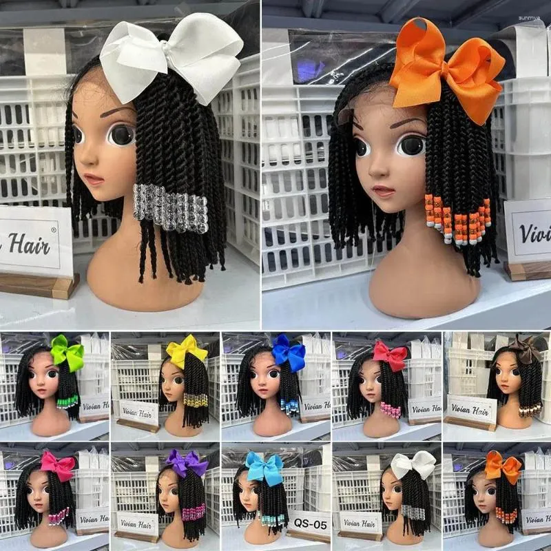 Accessoires pour cheveux Extension colorée queue de cheval polyvalent tressé nœud perlé tresses fibres synthétiques enfants