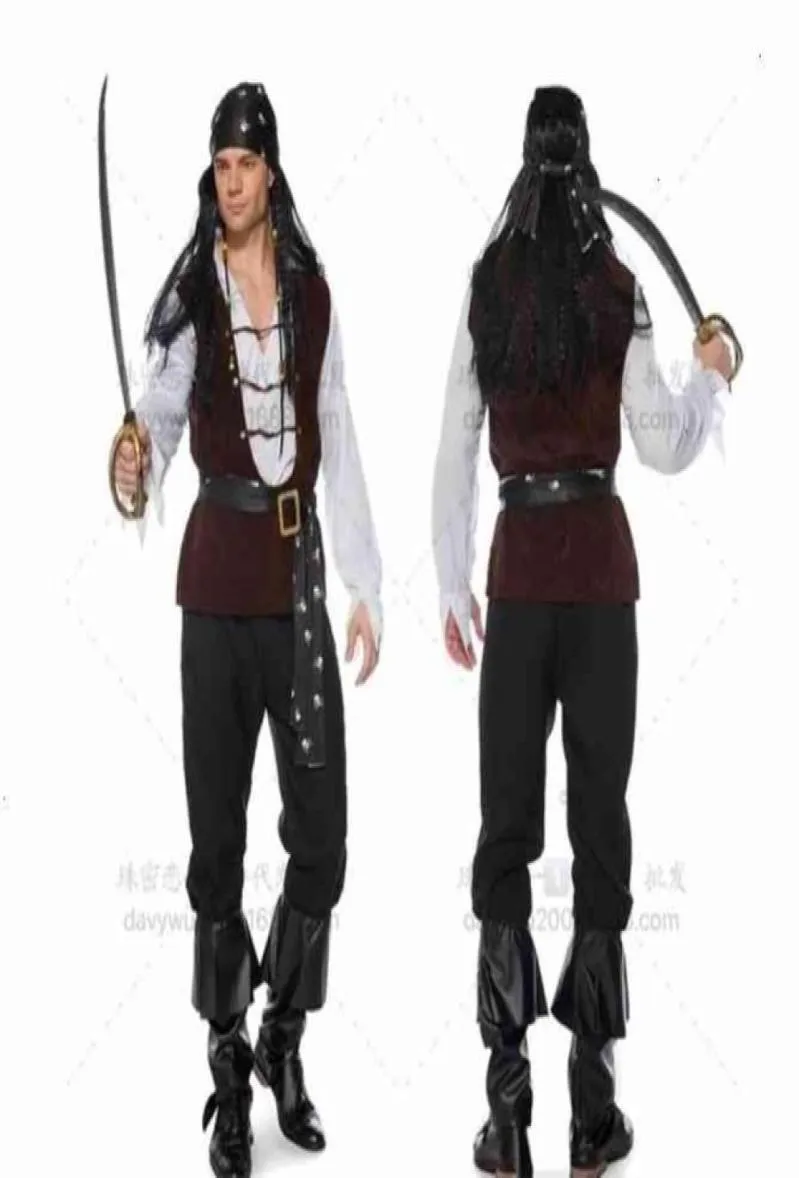 Amor 2021 pérola uniforme adulto masculino pirata traje pirata traje halloween role play jogo costumeyw50766172694645
