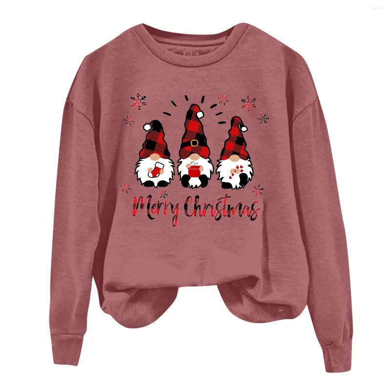 女性のパーカークリスマススノーフレークTシャツコットンプリント長袖クリスマスパターンティーカジュアルトッププルオーバー服