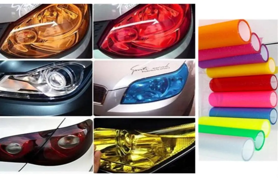 2PC 30CMX 100CM Auto Auto Licht Scheinwerfer Rücklicht Tönung Styling wasserdichte Vinyl Film Aufkleber 12 Farben option6084645