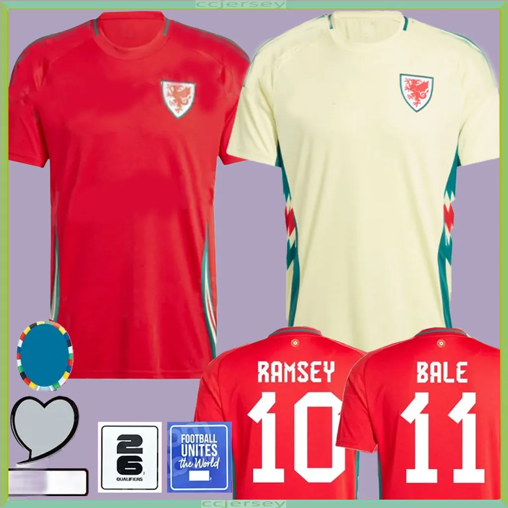 2024 Wales voetbaltruien Cymru Bale Wilson James Johnson Allen Giggs Brooks Ramsey Moore Vokes Smith Davies Ampadu Rodon Vokes Kids Maillot de Football Shirts