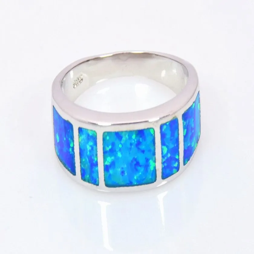 Hele Retail Mode Fijne Blue Fire Opal Ring 925 Verzilverde Sieraden Voor Vrouwen RMF16032601268K