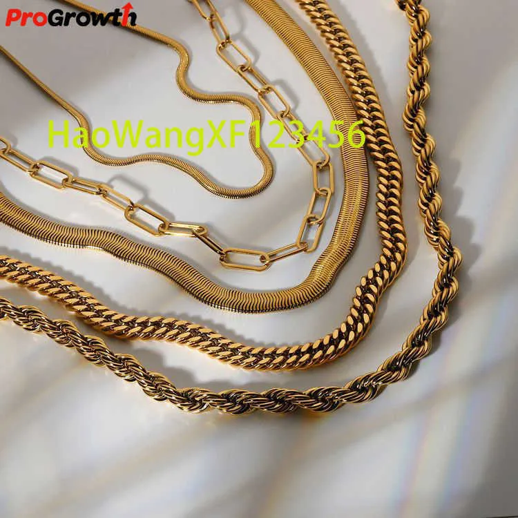 18K Hip Hop Cuban Chain Necklace Coarse Twist Miami PVD Stainless Steel Snake Rope Chain Fashion Jewelry Women Men