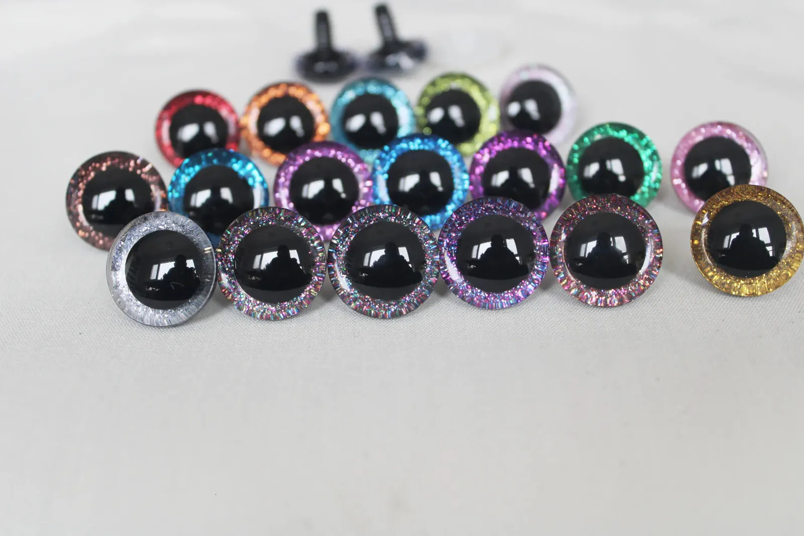 20pcs-18Colors Option9-12- 14mm-16-18-20-25-30-35mm 3D Toy Glitter Safety Toy Gasher-Long Ste.