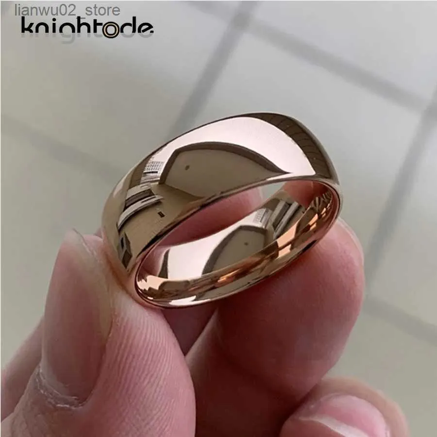 Anéis de casamento clássico rosa ouro colorido anel de casamento de tungstênio para homens anel de noivado de carboneto redondo superior acabamento polido largura 8 mm 6 mm Q240315