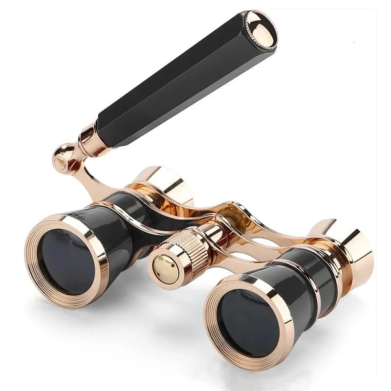 3x25 Vintage Binoculars Telescope Opera Theatre Glasses With Driverable Handle Women Girls Slang Racing Glass 240312