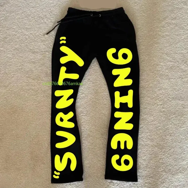 Black Casual Pants Men and Women Ins Letters Printed Cotton Y2k Hundred Sports Pants Street Style Loose Comfortable Pants 240228