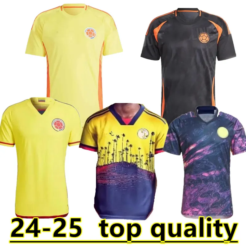 2024 2025 Jerseys de futebol da Colômbia 23 24 25 Falcao James Home Football camisa de futebol Cuadrado Kit de crianças homens Camiseta de Futbol Maillot S-2xl Uniforme 888888