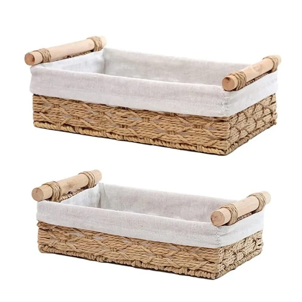 Manden 2 stuks Macrame opbergmand Boho Home Decor organisator lade met handvat voor keuken badkamer aanrecht toiletpapiermand