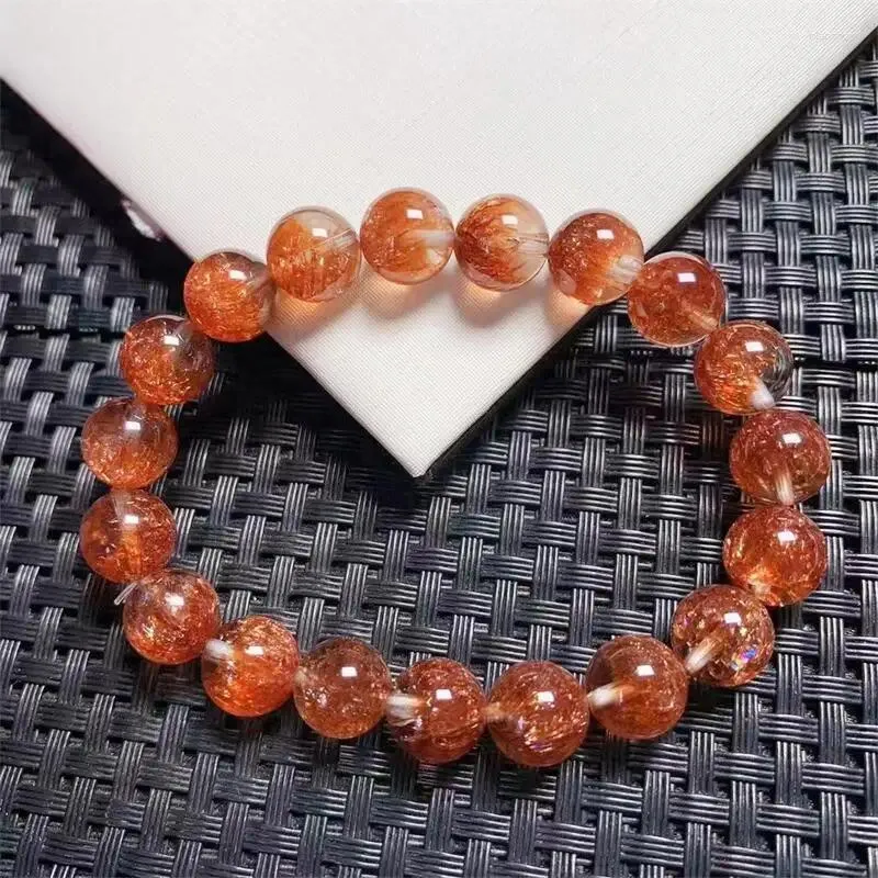 Link Bracelets 10mm Natural Orange Copper Super Seven Quartz Bracelet Handmade Fortune Energy Gemstone Mineral Woman Amulet Jewelry Gift