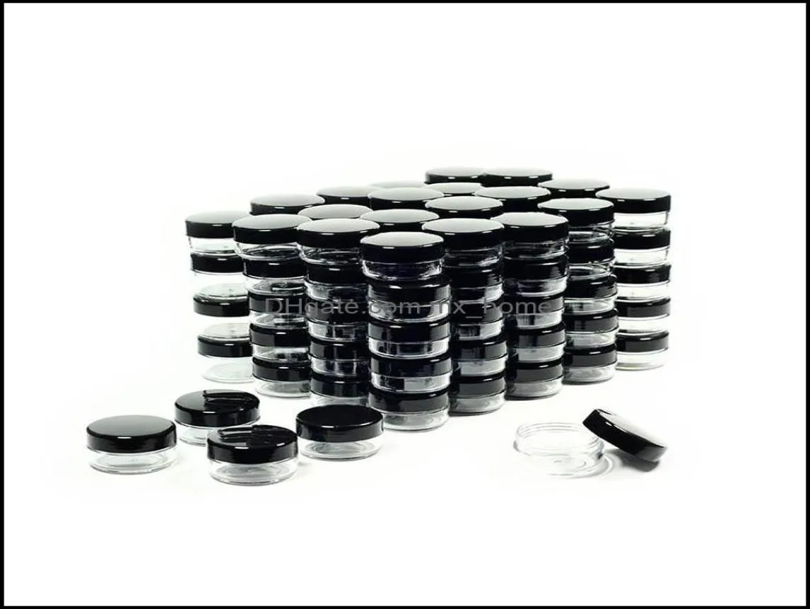 Contenants cosmétiques pots d'échantillons avec couvercles noirs maquillage en plastique pot Bpa 3G 5G 10G 15G 20 grammes livraison directe 2021 boîtes d'emballage Offi8225098