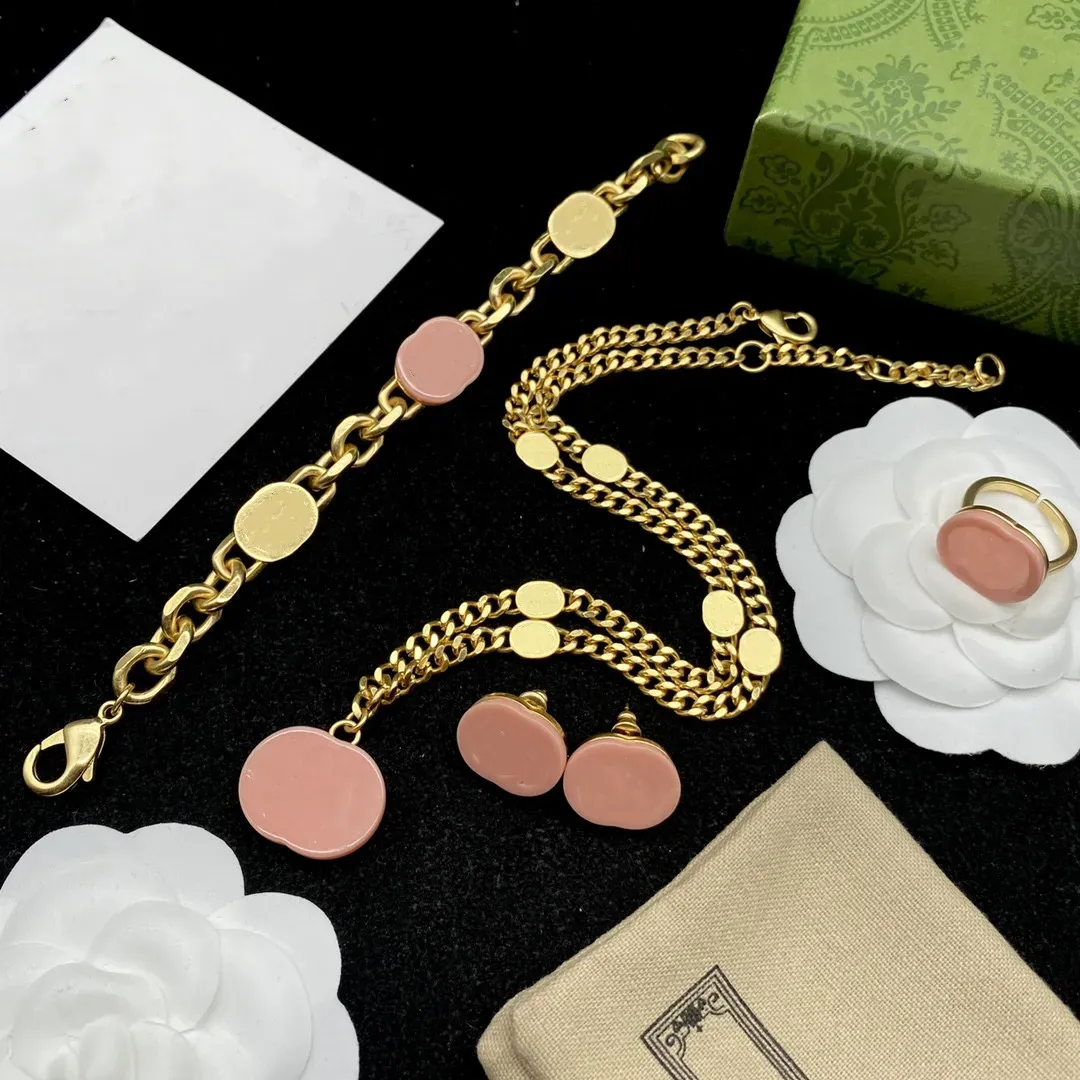 Najlepsze projektanty różowe kolczyki z bransoletki Zestaw dla kobiety mody zaopatrzenie biżuterii