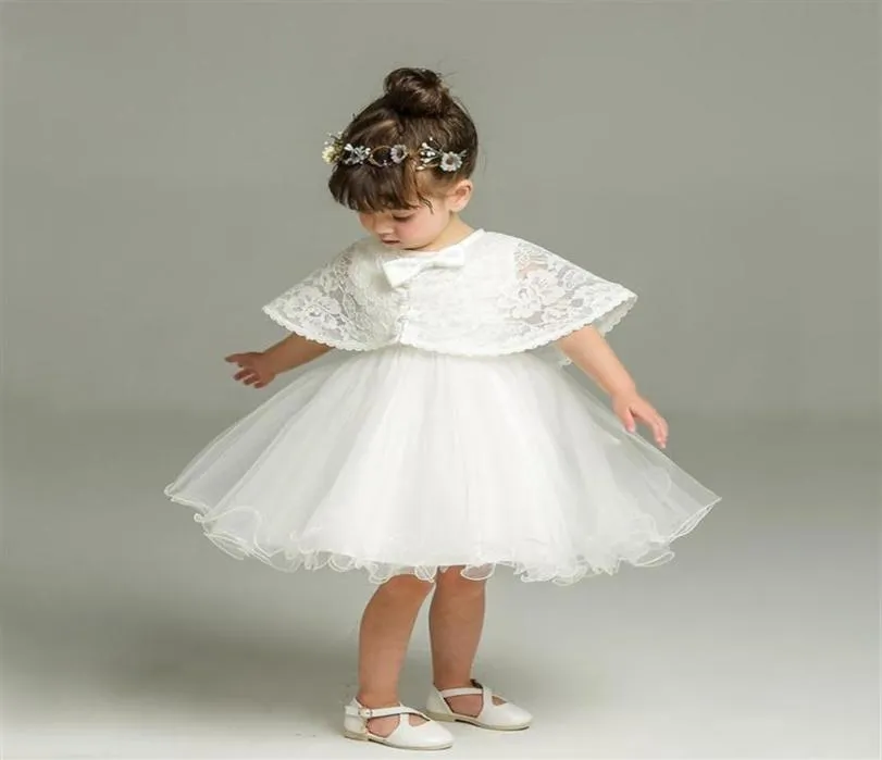 Nyfödd vit klänning för dop ärmlös baby flicka spets dopande klänning klänning småbarn 1: a födelsedagsfest spädbarn kostymer29831933009166