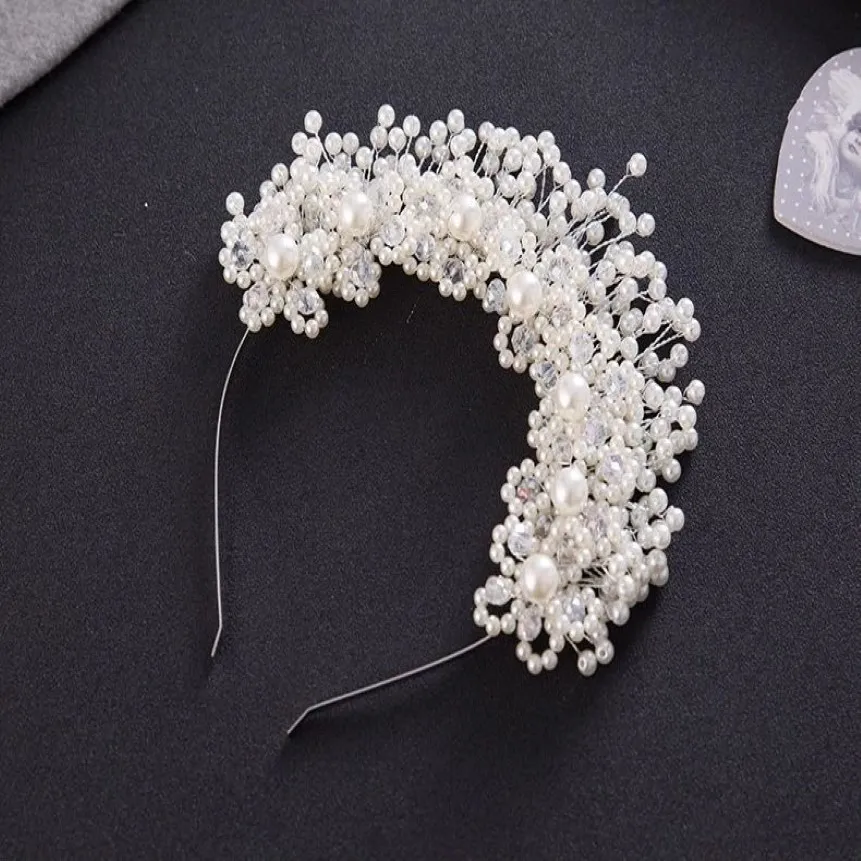 Couronne de perles en alliage de cristal, or argent, accessoires pour cheveux, bijoux de mariée, bijoux de fête, 315D