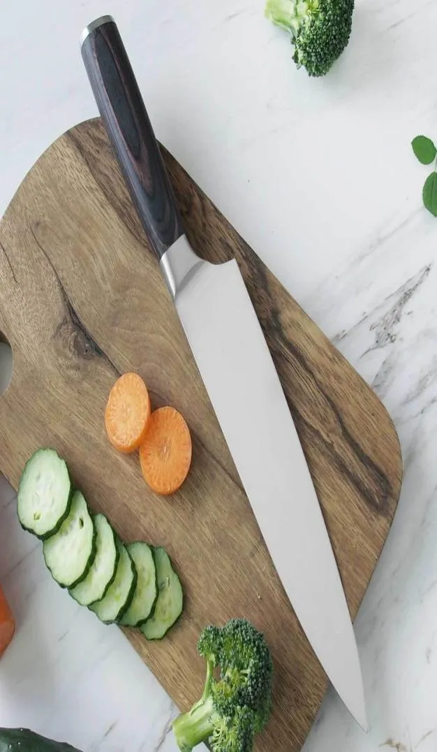 Couteau de Chef en acier à haute teneur en carbone de 8 pouces, manche en bois de pakka, design une pièce, couteau de cuisine Chef039s 6449958