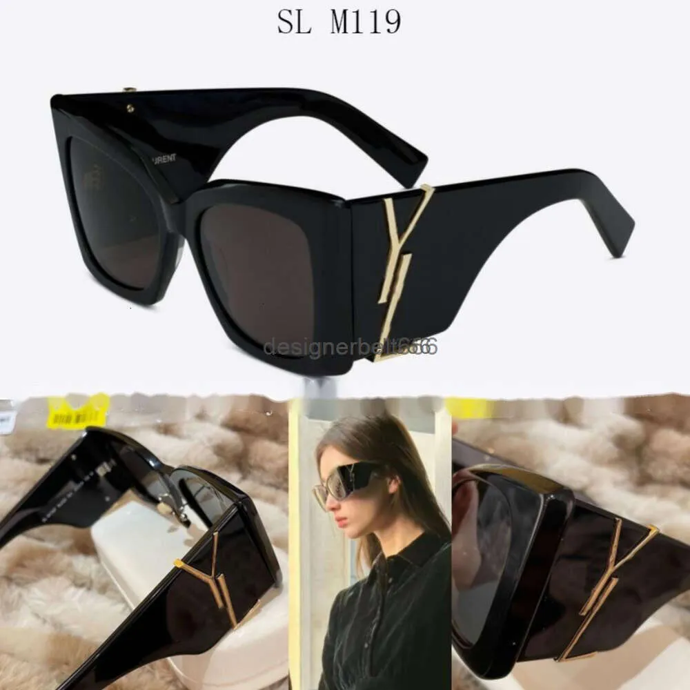 2024SS Top Designer de luxe SL M119 / F BLAZE Lunettes de soleil classiques pour hommes et femmes, même marque noire, mode, grand cadre, lunettes de soleil œil de chat