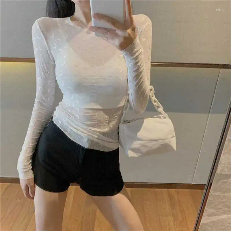 Kadın Tişörtleri Cinessd 2024 Transparent Feet Dipleme Güneş Koruma Giyim Seksi Sıkı See-Through Slim Fit İç Giyim Basit T-Shirt