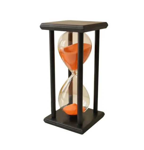 60 dakika ahşap kum camı kum saati zamanlayıcı saat dekoru benzersiz hediye türü 60din siyah çerçeve turuncu kum6667074