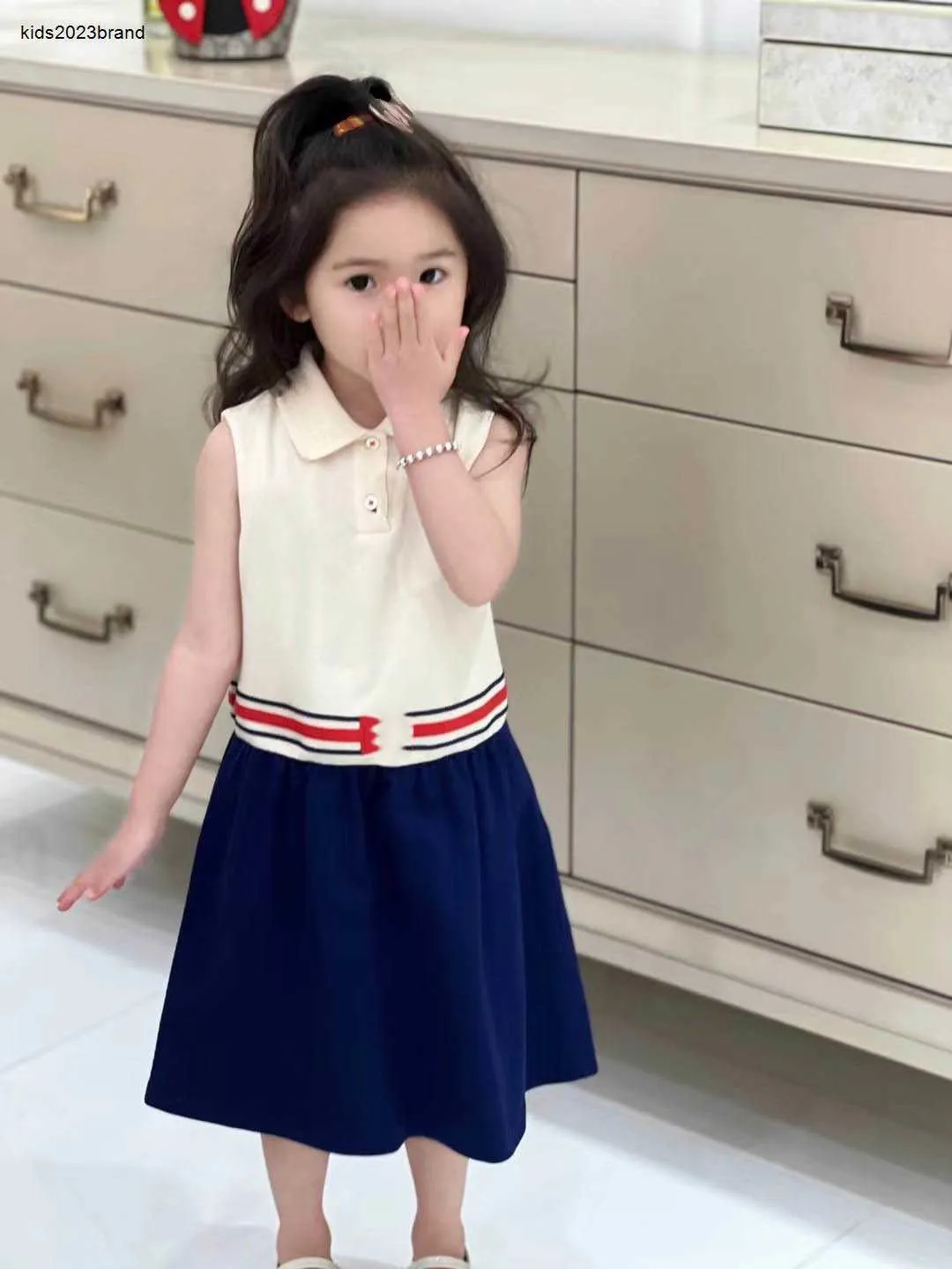 Nouvelles filles robes haut-bas épissage conception enfants jupe robe de princesse taille 100-160 CM enfants vêtements de marque bébé revers robe 24Mar