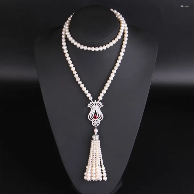 Pendant Necklaces Long Pearl Necklace Women's Autumn Wedding Gift Fine Jewelry Sweater Chains