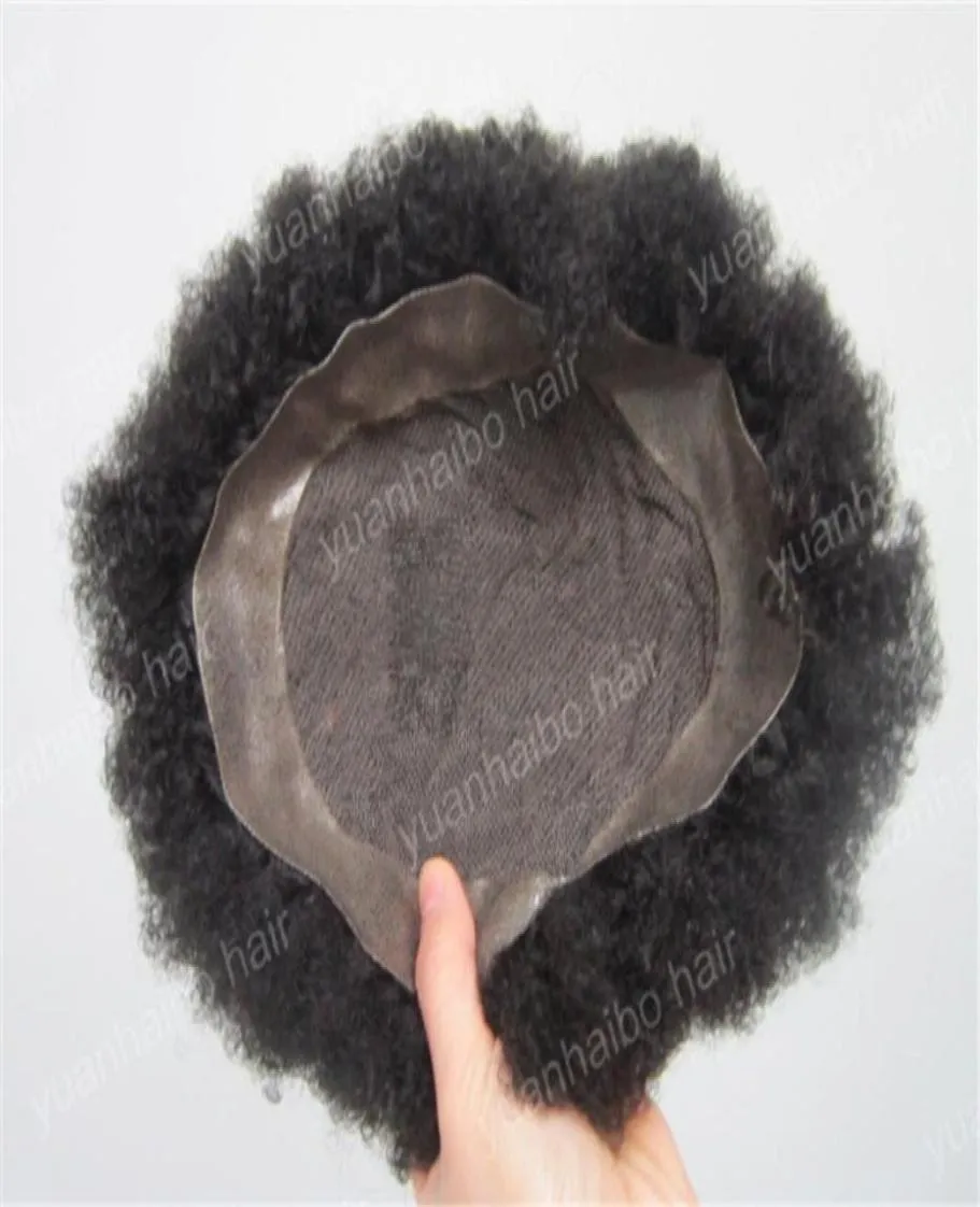 Mais vendido 6 polegadas natural preto afro onda cabelo humano indiano renda de substituição com perucas pu para homens negros entrega expressa rápida 6975402