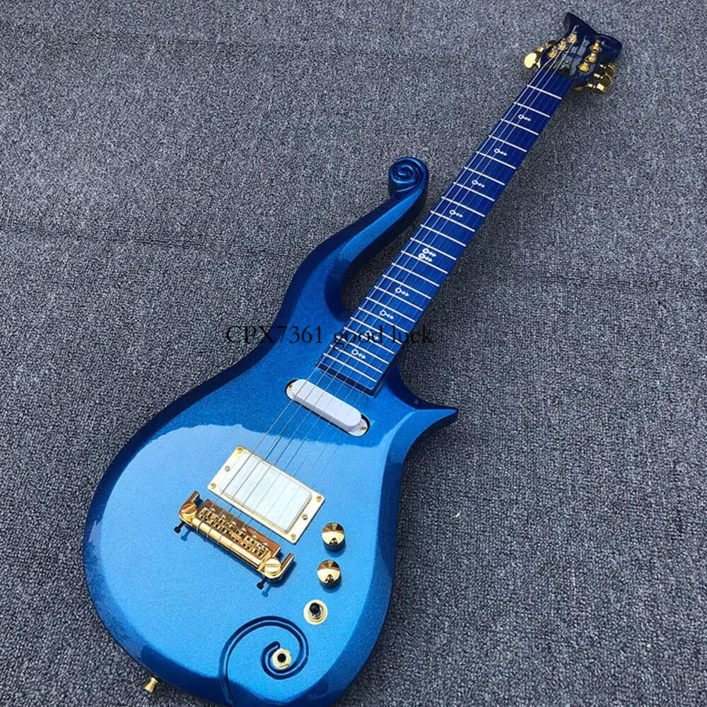 Promozione Serie Diamond Blu metallizzato Prince Cloud Chitarra elettrica Corpo in ontano Manico in acero Avvolgente Cordiera Pickup bianchi